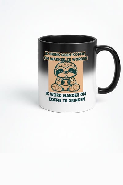 Ik Drink Geen Koffie Om Wakker Te Worden Tovermok - Magische Zwarte Koffiemok met Verborgen Design