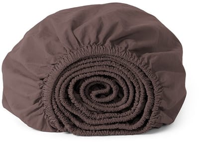 Yumeko hoeslaken percal katoen roasted bruin 90x200x30 - Biologisch & ecologisch