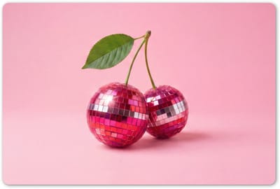 Placemats 45x30 cm - Placemat kunststof - 1 stuk - Disco - Kersen - Roze - Borden onderleggers - Decoratie voor op tafel - Keuken tafeldecoratie accessoires - Vinyl onderlegger - Tafelversiering