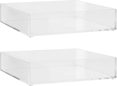 Set van 2x stuks 5five make-up houder box - 20 x 20 x 5 cm - transparant kunststof - nagellak - sieraden - organizer bakjes - sorteer vakjes