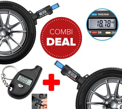 Actie4you® - Digitale Bandenspanningsmeter + Digitale Bandenprofielmeter Set - Ga Veilig Op Weg - Doe De Bandencheck - Combi deal A