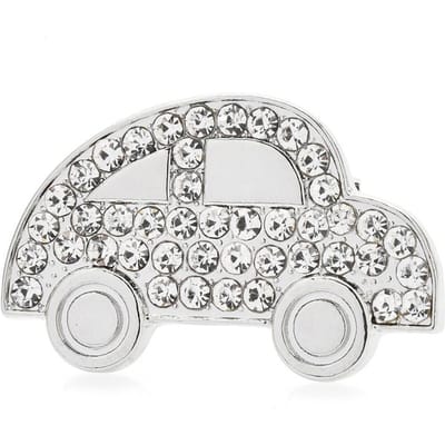 Kleur Auto Broches Voor Vrouwen Designer Unisex Strass Auto Voertuig Feest Casual Broche Speld Cadeaus white