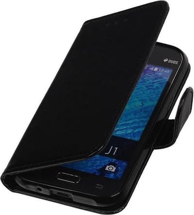 TPU Bookstyle Hoes - Hoesje Geschikt voor Samsung Galaxy J1 J100F Zwart