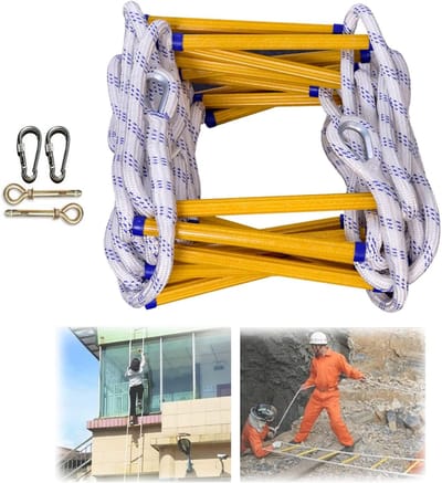 Touwladder - Noodladder Evacuatie - Veilig Ontsnappen - Brandvertragend Slijtvast - 20 Meter Lengte - Wit