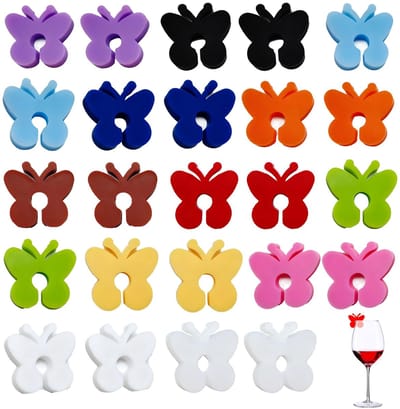 Dailygoods - Glazen Marker Siliconen Bier Markers Deel Marker Cup Siliconen Etiketten Glas Drank Markering Feestlabels 24 Gemengde Kleuren
