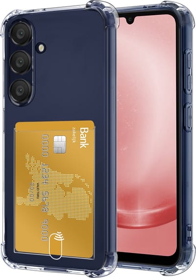 Hoesje - Geschikt voor Samsung Galaxy A25 - Met Pashouder en Kaarthouder - Telefoon Hoes Shockproof - Siliconen Case - Back Cover - Shock Proof - Pasjes Houder - Transparant