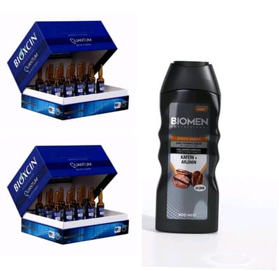 Bioxcin - 2 x Quantum Bio-Activ Anti Hair Loss Serum 30 x 6 ml plus 1 x Cafeïne Arginine Shampoo voor Droog en Beschadigd Haar 400 ml- Herbal - Bio - bioxcin - bioxsine - Anti-Haaruival -Haaruitval -Haarverzorging - Haarserum - Bio Shampoo