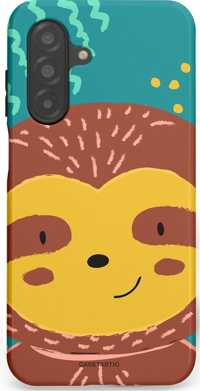 Casetastic hoesje geschikt voor Samsung Galaxy A26 - Dubbellaagse bescherming - Vrolijke luiaard - Fashion Case - Terracotta Petrol Goud