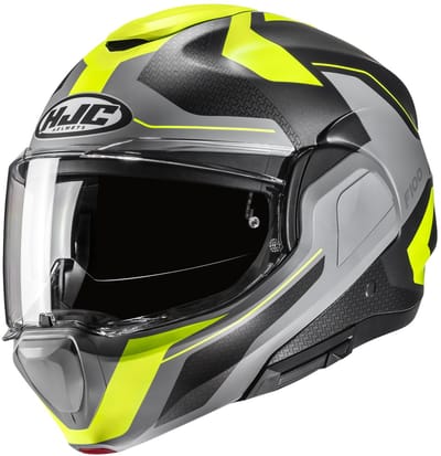 HJC F100 Bios Zwart Grijs Geel Systeemhelm - Maat M - Helm