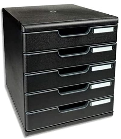 Modulair Archiefsysteem - A4+ Ladebox met 5 Gesloten Laden - Zwart - 32 cm Hoog