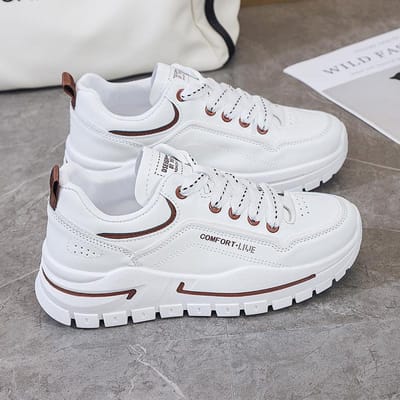 Lente Nieuwe Kleine Witte Schoenen Dames Koreaanse Versie Dikke Zool Casual Schoenen Leer Ronde Neus Student Daddy Schoenen Dames 40