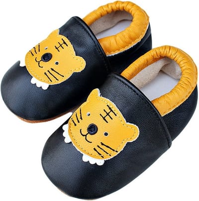 Steppies Babyslofjes Leer - Tijger - Maat 18-19 (6-12 maanden, 12 cm) - met Suède Zool