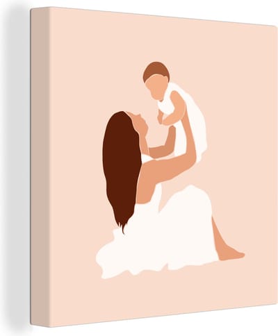 Canvas Schilderij Moeder - Kind - Familie - Baby - 20x20 cm - Wanddecoratie