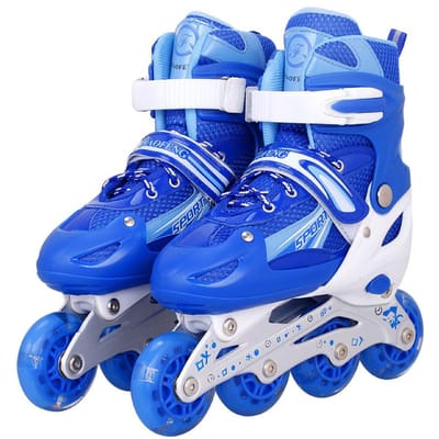 Rechte Rolschaatsen Volwassen Verstelbaar PVC Kinder Rolschaatsen Speed Skating Rolschaatsen Antislip M (size 33-37) blauw