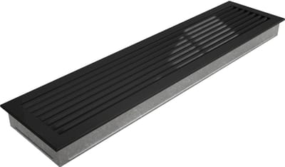 Ventilatierooster 17 x 70 cm | Zwart | Heteluchtrooster met stalen lamellen | Uitlaatrooster voor schoorsteenventilatie