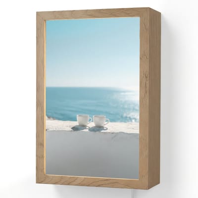 Wandlamp 20x30 cm - Oplaadbaar - Zee - Koffiekopjes - Zomers - Wandlampen binnen woonkamer - Slaapkamer lamp met kabel - Decoratieve nachtlamp - Vloerlamp snoer