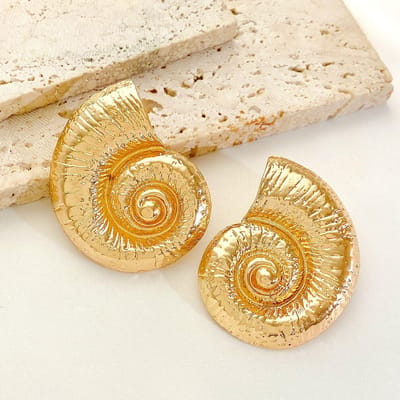 Boucles d'oreilles en forme de coquille d'escargot, design spécial, boucles d'oreilles irrégulières brillantes pour femmes, style européen et américain or