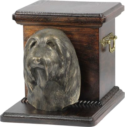 Elegante urn hond voor hondenas met beeldje van Bearded Collie, Highland Collie, Mountain Collie