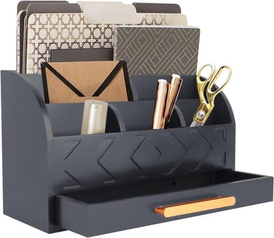 Bureau Organizer - Opberger Hout - Werkplek Organiseren - Verstelbare Verdelers - 315x191cm - Zwart