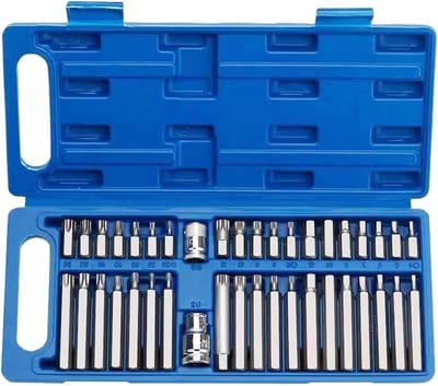 Dop Sleutel Set - Handgereedschap Set - Automotive Onderhoud - Spline Zeskant Bits - 40 Delig - Zilver