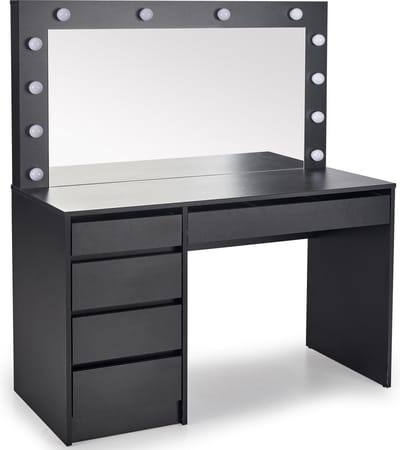 Kaptafel / Make-uptafel Charme zwart 120 cm breed met spiegel en led