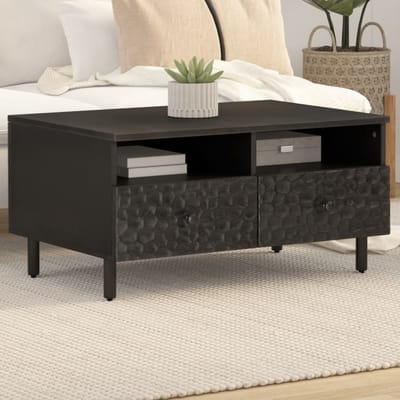 vidaXL - Salontafel - 80x54x40 - cm - massief - mangohout - zwart