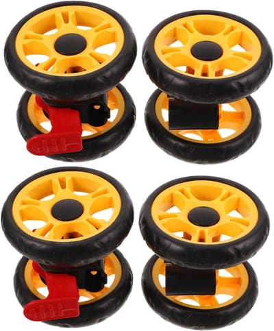 Kinderwagen Wielen - Kinderwagen Accessoires - Stabiele Besturing - Met Rem - 5.12 x 5.12 x 4.13 inch - Geel