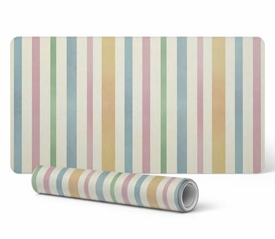 Antislip beschermmat voor op het bureau met pastelkleurige strepen, 120x60 cm