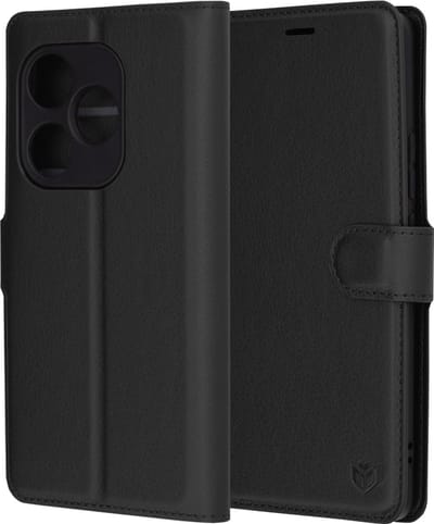 Hoesje geschikt voor Realme GT 6 - Techsuit Leather Folio Book Wallet Case - Zwart