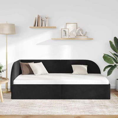 vidaXL - Hoek - Bed - Frame - Zwart - 90 - x - 190 - cm - Fluweel
