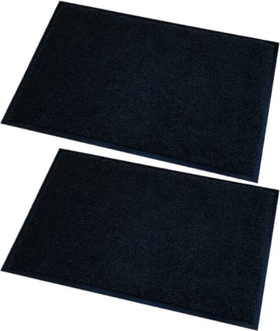 Deurmat/droogloopmat Memphis zwart 80 x 120 cm - 2x stuks - Schoonloopmat - Inloopmat