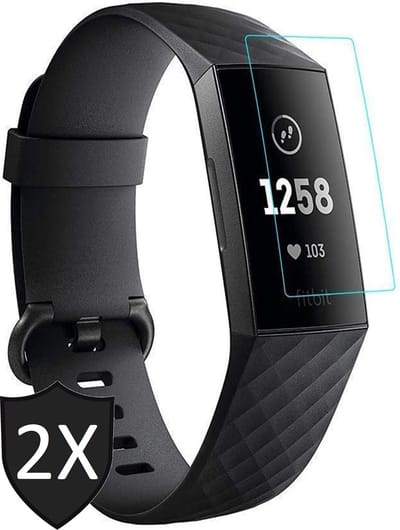 Screenprotector geschikt voor Fitbit Charge 4 - Glas PET Folie Screen Protector - 2 Stuks