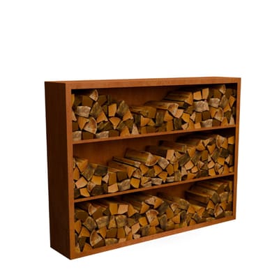 Egura cortenstaal Houtopslag 3 vakken met achterwand L200 x B38,5 x...