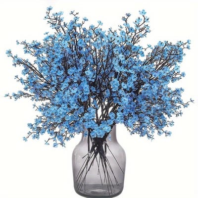 1 Stuk 5 Vork Zigeuner Pruim Handvat Boeket Simulatie Bloem Bruiloft Handboeket Huisdecoratie Set Bloemarrangement 1PCS blauw