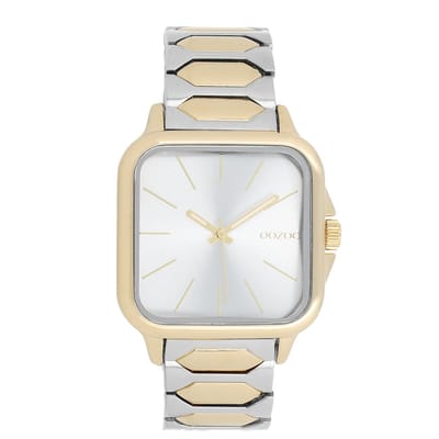 OOZOO Timepieces - Goudkleurige horloge met zilverkleurig/gouden roestvrijstalen armband - C11603