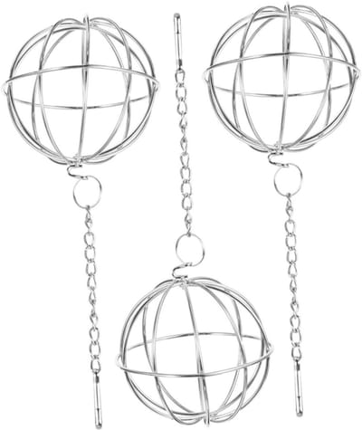 Hangende Voederballen - Voerdispenser Grasbal - Knaagdier Verrijking - Roestvrij Staal - 3 Stuks - Zilver