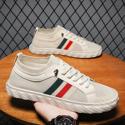 Heren Sneakers Casual Schoenen Splicing Mode Slijtage Sport Outdoor Jongensschoen Plat Lichtgewicht Ademend 42 beige