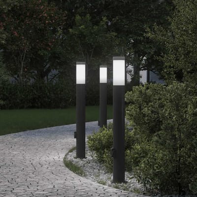 vidaXL Bolderverlichting met stopcontact 3 stuks 80 cm roestvrij staal IP44