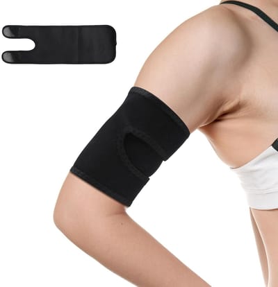 Verstelbare compressiesleeve voor bovenarm, ondersteuning bij biceps tendinitis en elleboogblessures, ademend en comfortabel voor sport en herstel na operatie