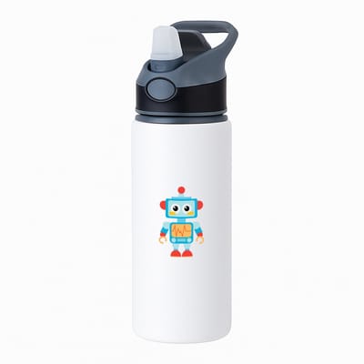 Hacebo® - Robot waterfles met rietje zwart - Kind - baby's - speelgoed - cadeau voor een kind - peuter - water fles - 650ML