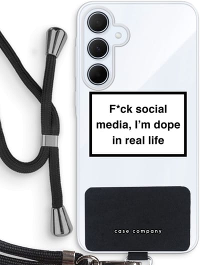 Case Company® - Hoesje met koord geschikt voor Samsung Galaxy A35 hoesje met Koord - I'm dope - Telefoonhoesje met Zwart Koord - Bescherming aan alle Kanten en Over de Schermrand