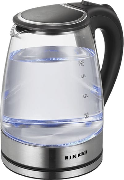 Nikkei Glazen Waterkoker - Glas - Elektrisch - 1,8 Liter - BPA-vrij - met LED - RVS