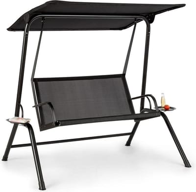blumfeldt Bel Air Mono Swing Hollywood schommel - stalen frame , ademend , gemakkelijk te reinigen , Mono Relax constructie , zonneluifel , zitting: 120 x 50 cm (BxD) , max. belasting: 160 kg , zwart. maximale belasting: 160 kg , zwart