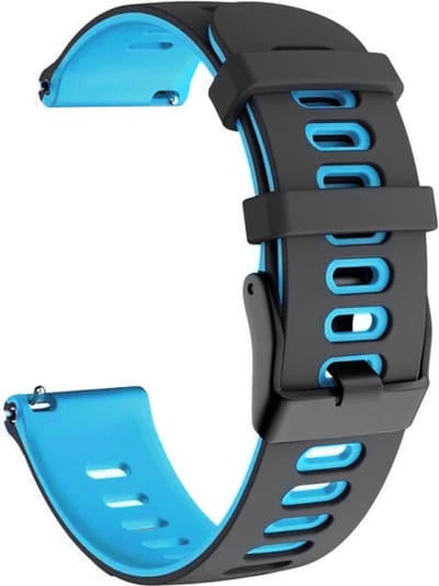 Siliconen bandje - geschikt voor Garmin Venu (2 Plus) / Venu SQ (2) / Vivomove (Style - Sport) / Vivoactive 3 / 5 / 6 / Forerunner 55 / 165 / 245 / 645 / 570 - 42mm - zwart-blauw