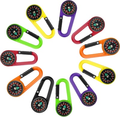 Kompas Karabijnhaak - Sleutelhanger Kompas - Outdoor Activiteiten - Mini Kompas - 6.9 cm - Gemengde Kleuren