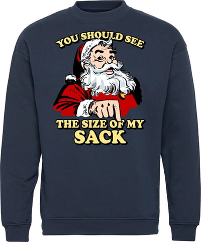 Kersttrui You Should See The Size Of My Sack | Foute Kersttrui Dames Heren | Kerstcadeau | Kerstpakket | Navy | maat XS