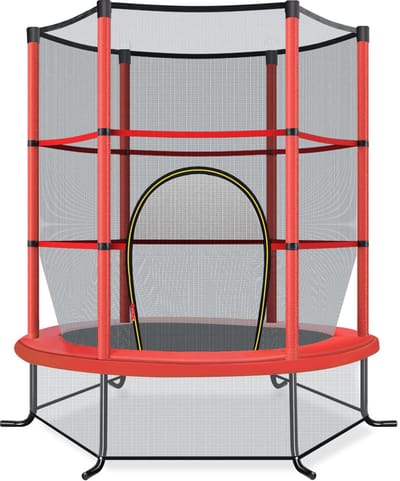 COSTWAY Trampoline voor kinderen, kleuter trampoline met veilige bescherming net en Spring Pad, binnen en buiten recreatieve trampoline met zware stalen frame
