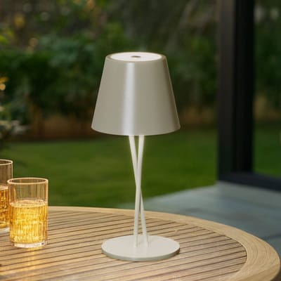 Lindby - Terraslampen- met dimmer - 1licht - Metaal, kunststof - H: 25 cm - saliegroen - Inclusief lichtbron