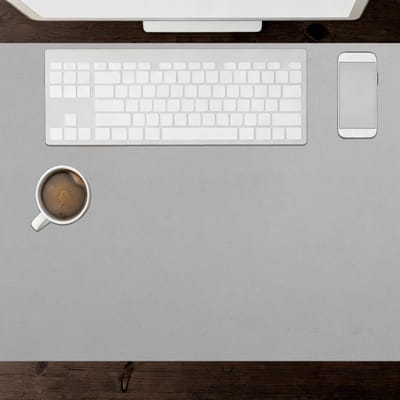 Bureau Beschermer - Bureaumat Leer - Thuis en kantoor - Waterdicht en dubbelzijdig - 65 x 116 cm - Grijs