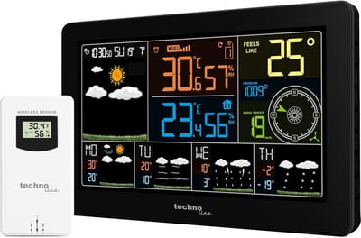 Weerstation WLAN - Weer App - Weer Voorspellen - 4-Daagse Prognose - 3 x 205 x 13 cm - Zwart